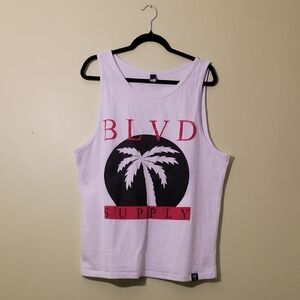 BLVD White, Black, and Red Tank Top